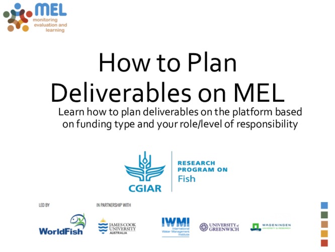 Guideline on how to plan a deliverable through the MEL platform