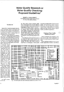 Water quality research or water quality checking: proposed guidelines