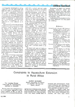 Constraints to aquaculture extension in rural Africa