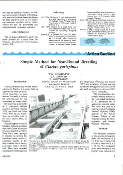 Simple method for year-round breeding of Clarias gariepinus