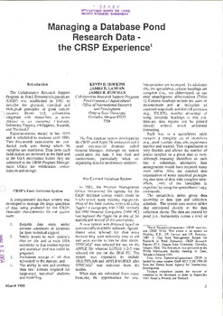 Managing a database pond research data: the CRSP experience
