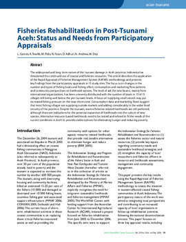 Fisheries rehabilitation in post-tsunami Aceh: Status and needs from participatory appraisals