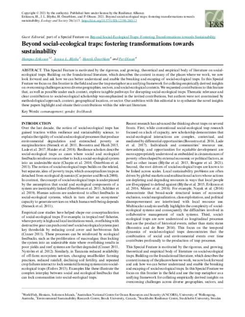 Beyond social-ecological traps: fostering transformations towards sustainability