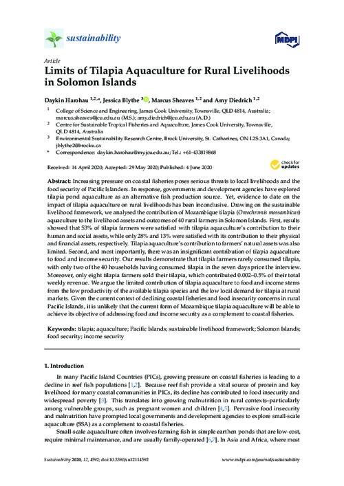 Limits of tilapia aquaculture for rural livelihoods in Solomon Islands