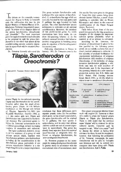 Tilapia, Sarotherodon or Oreochromis?
