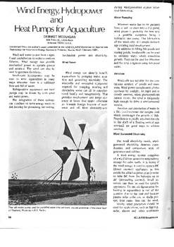 Wind energy, hydropower and heat pumps for aquaculture