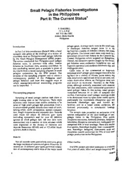 Small pelagic fisheries investigations in the Philippines. Part II: The current status