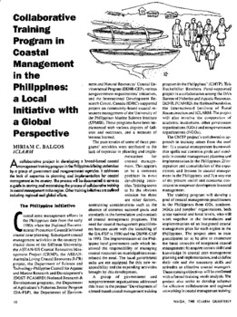 Collaborative training program in coastal management in the Philippines: a local initiative with a global perspective