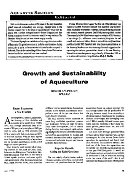 Growth and sustainability of aquaculture