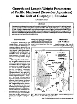 Growth and length-weight parameters of Pacific mackerel (Scomber japonicus) in the Gulf of Guayaquil, Ecuador