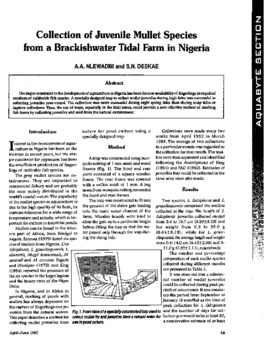 Collection of juvenile mullet species from a brackishwater tidal farm in Nigeria