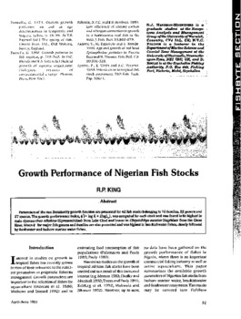 Growth performance of Nigerian fish stocks