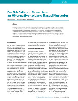 Pen fish culture in reservoirs: an alternative to land based nurseries