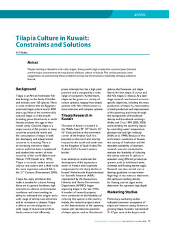 Tilapia culture in Kuwait: constraints and solutions