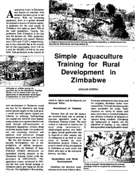 Simple aquaculture training for rural development in Zimbabwe