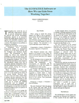 The ECOPATH II software or how we can gain from working together