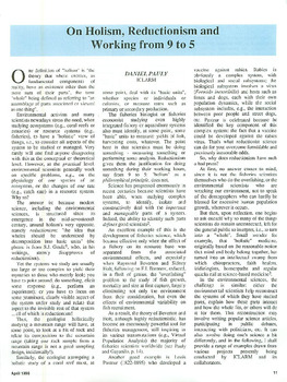 On holism, reductionism and working from 9 to 5