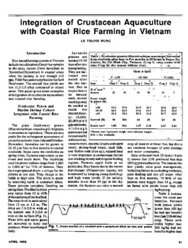 Integration of crustacean aquaculture with coastal rice farming in Vietnam
