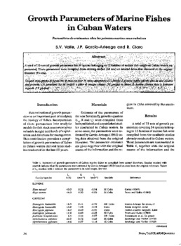 Growth parameters of marine fishes in Cuban waters