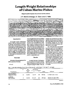 Length-weight relationships of Cuban marine fishes