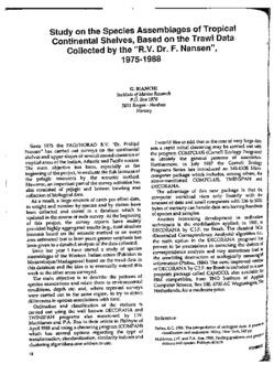 Study on the species assemblages of tropical continental shelves, based on the trawl data collected by the "R.V. Dr. F. Nansen", 1975-1988