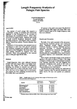Length frequency analysis of pelagic fish species