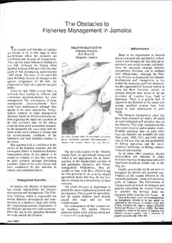 The obstacles to fisheries management in Jamaica