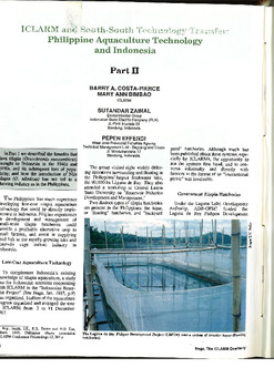 ICLARM and South-South technology transfer: Philippine aquaculture technology and Indonesia. Part II