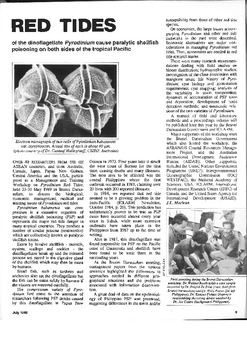 Red tides: of the dinoflagellate Pyrodinium cause paralytic shellfish poisoning on both sides of the tropical Pacific