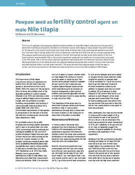 Pawpaw seed as fertility control agent on male Nile tilapia