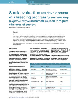 Stock evaluation and development of a breeding program for common carp (Cyprinus carpio) in Karnataka, India: progress of a research project