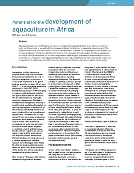 Potential for the development of aquaculture in Africa