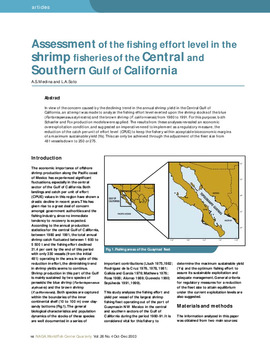 Assessment of the fishing effort level in the shrimp fisheries of the central and southern Gulf of California