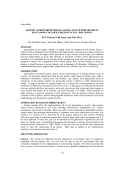 Genetic improvement programs for aquaculture species in developing countries: prospects and challenges