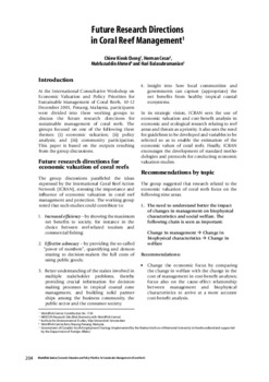 Future research directions in coral reef management