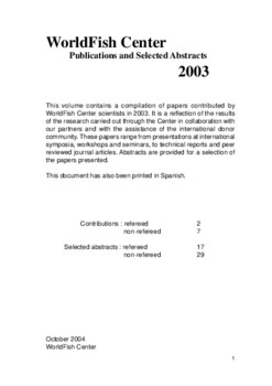 The WorldFish Center: publications and selected abstracts. 2003