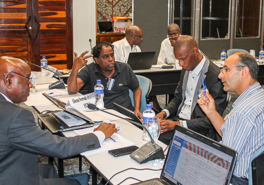 Participants at the Pan-African workshop on strengthening organizational structures of non-state actors for sustainable small-scale fisheries in Africa held on 10–12 July 2019 in Kasene, Botswana.