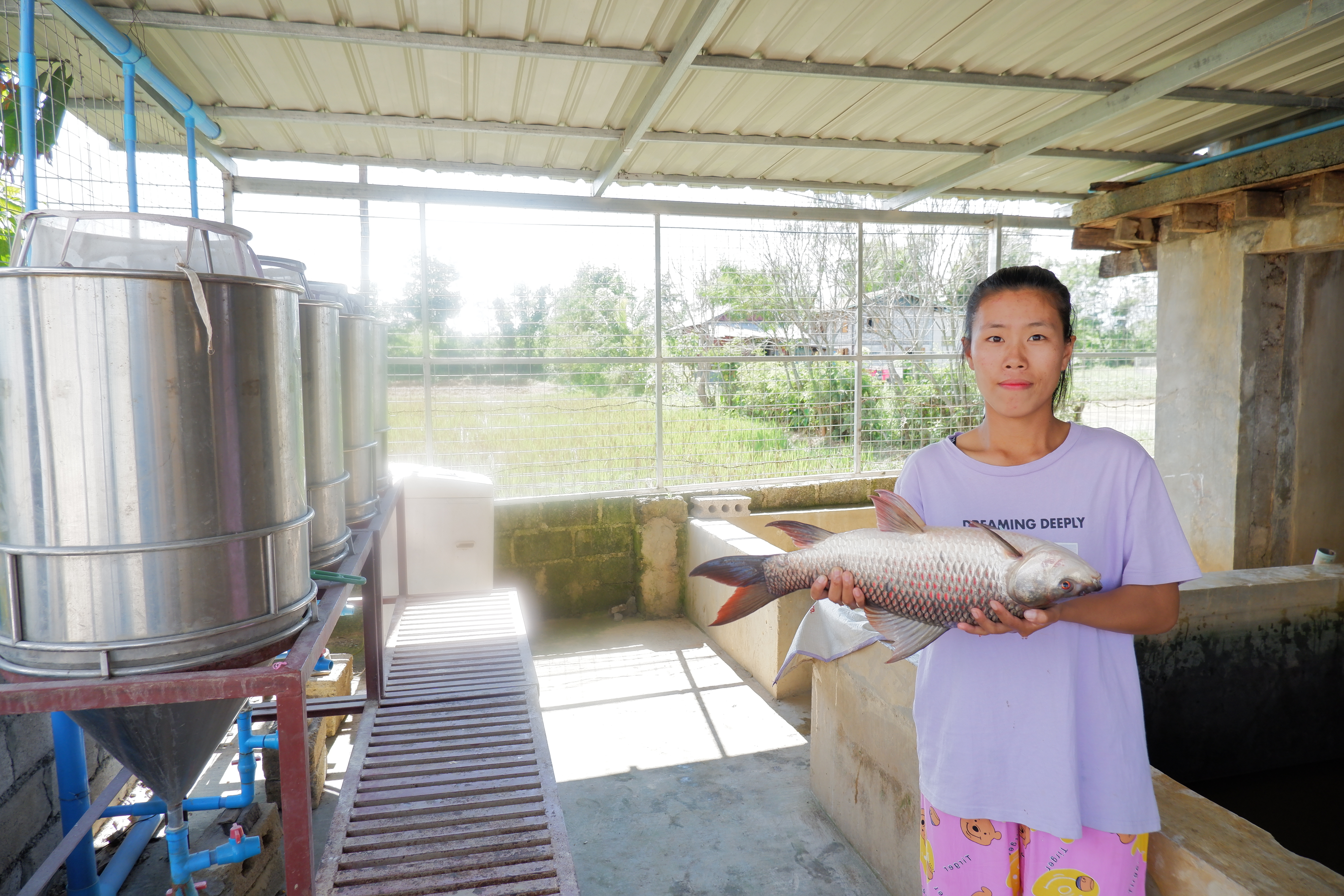 Besides running the hatchery business, Nan Win Htwe has now diversified her family business to include producing aquatic foods for consumption and additional income for her family