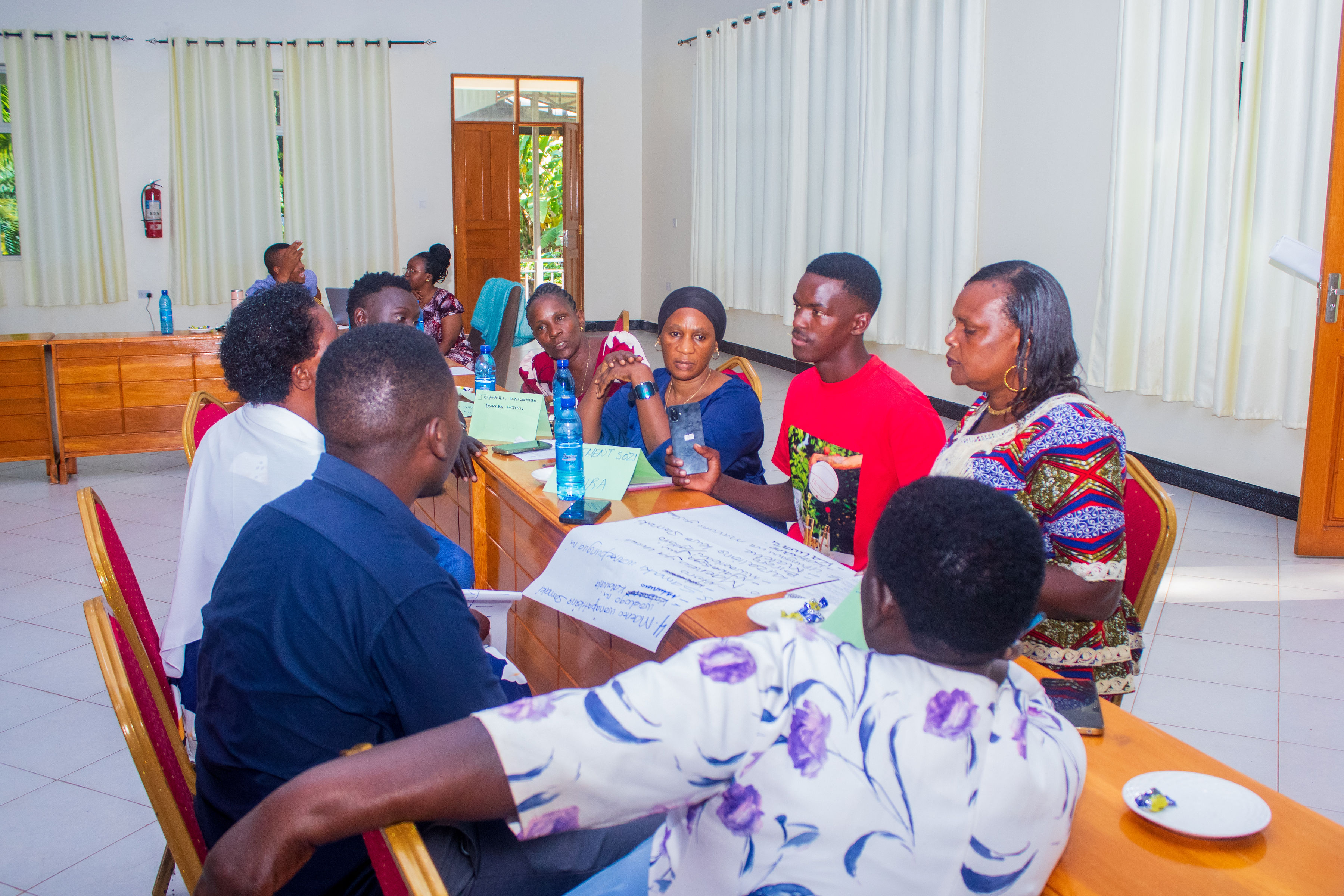 Local participants discussing options at a workshop to develop climate adaptation plans for Bukoba and Muleba (Photo credit Boniphace Robert)