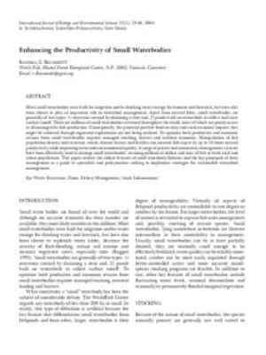 Enhancing the productivity of small waterbodies