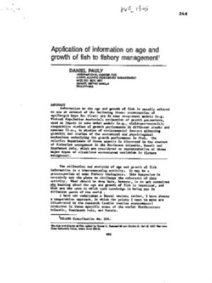 Application of information on age and growth of fish to fishery management