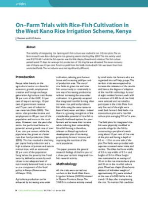 On-farm trials with rice fish cultivation in the west Kano rice irrigation scheme, Kenya