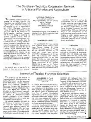 The Caribbean Technical Cooperation Network in Artisanal Fisheries and Aquaculture