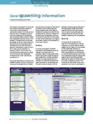 Coral spawning information